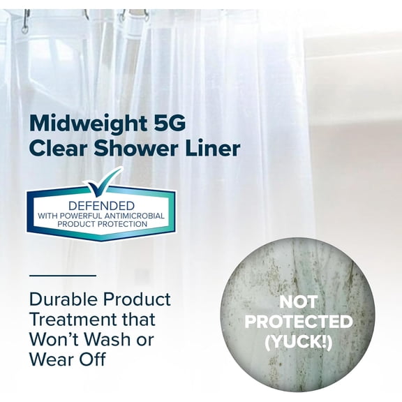 WUYIBA-Protected Shower Curtain Liner, 5G Thicker Liner, 70"x72", Clear