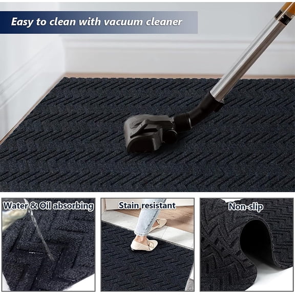 WUYIBA-Runner Rug Non-Slip Indoor/Outdoor, 1FT x 5FT Rubber Back Carpet Mat for Hallway Stairs Kitchen Entryway Laundry Bathroom Office, Low Profile Anti-Skid Durable Floor, Gray