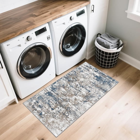 WUYIBA-Runners for Hallways Ultra Non-Slip 2x4 Washable Kitchen Rug Abstract Tear and Stain Resistance No Pile Hand-Woven Style Lightweight Runners for Entryway, Laundry Room, Bedside, Multi