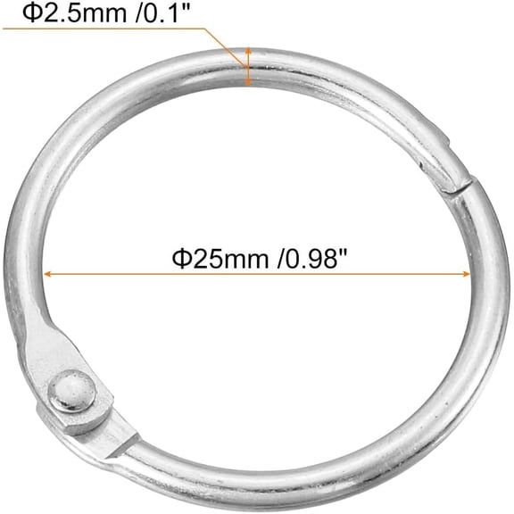 WUYIBA-Shower Curtain Rings,15pcs - Carbon Steel Round Snap Shower Curtain Hooks, 1 Inch Loose Leaf Binder Rings for Shower Curtain Rods (Silver)