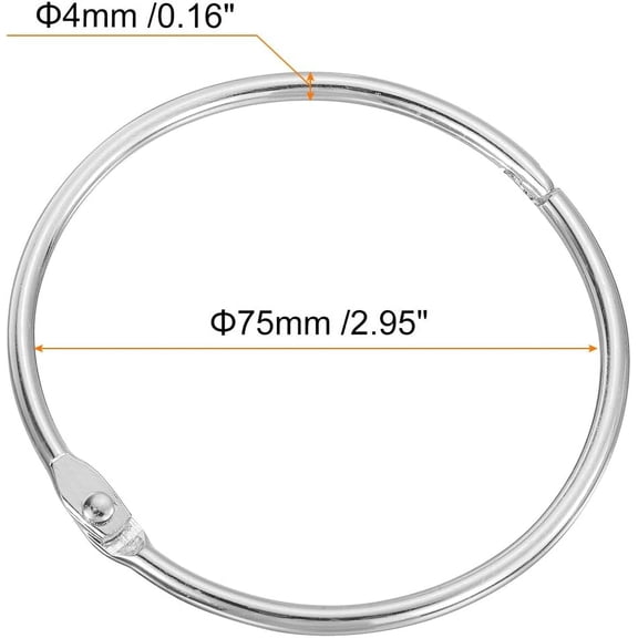 WUYIBA-Shower Curtain Rings,15pcs - Carbon Steel Round Snap Shower Curtain Hooks, 3 Inch Loose Leaf Binder Rings for Shower Curtain Rods (Silver)