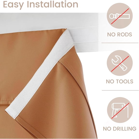 WUYIBA-Side Door Curtains for Door Window - French Small Front Curtain, Window Covering Self-Adhesive with Magic Tape for Office/Classroom, 1 Panel, W26 x L20, Terracotta