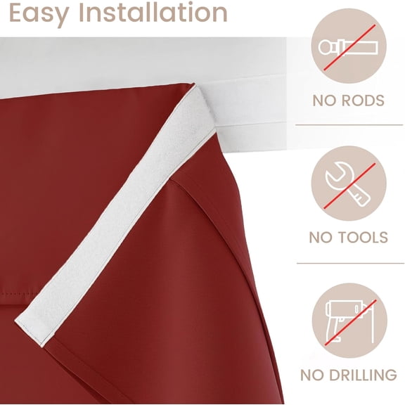 WUYIBA-Sidelight Curtains for Small Door Windows, Classroom Door Window Cover for Narrow Lite, 1 Panel, W8 x L36, Red