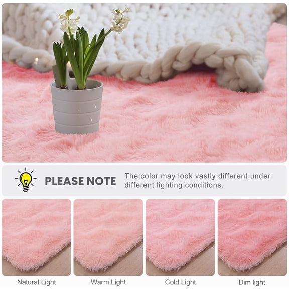 WUYIBA-Small Throw Rugs for Bedroom, 2x3 Light Pink Mini Non-Slip Area Rug, Super Soft Plush Fluffy Carpet Modern Home Decor Aesthetic for Entryway Entrance Nursery Girls Room Dorm Office