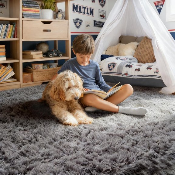 WUYIBA-Super Soft Runner Rugs for Hallway 2x6 Ft,Grey Fluffy Rug Home Decor Aesthetic, Fuzzy Plush Long Bedside Rugs for Room Decor Indoor Fluffy Shaggy Furry Throw Rug for Teen Dorm Nursery