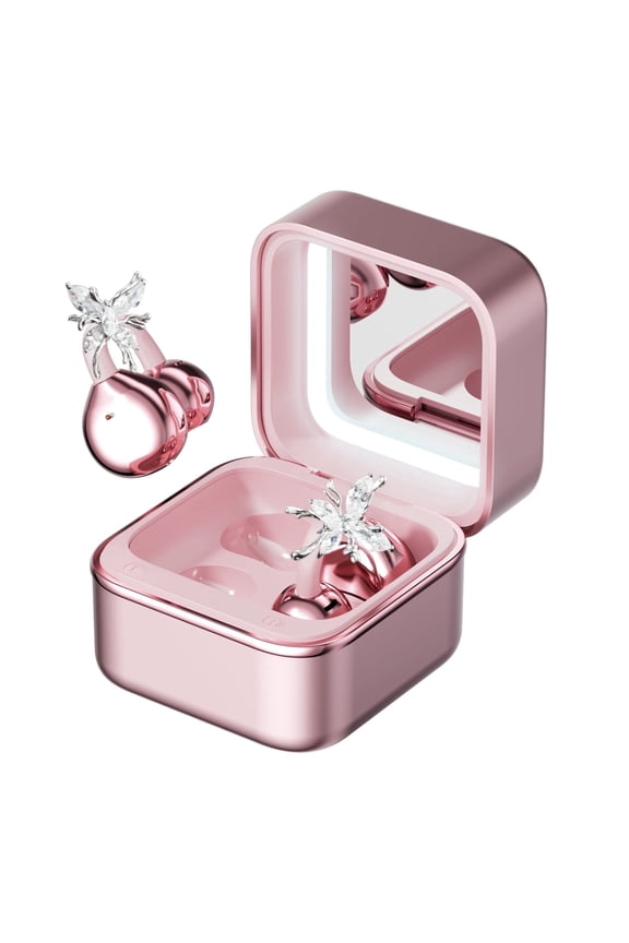 Open Ear Headphones with Butterfly Earrings,  Clip On Earbuds,6.0 Bluetooth Wireless Headphones for Women Gifts, Sports & Workouts（Rose Gold）