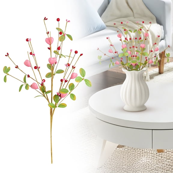 WUYVCG 24pcs Love Flower Branches Festival Heart Shaped Star Berry Cutting Simulation Red Home Decoration Flower Arrangement Jewelry ,Clearance