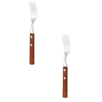 WUYVCG 2PCS Dinner Fork 304 Stainless Steel Forks with Wood Handle Salad Forks