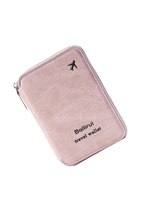 Under $5 PU Leather Travel Passport Holder Wallet 2 Fold Zippered Document Organizer for Men Women Multi Card Slot Travel Accessories with SIM Card Slots More Color Available