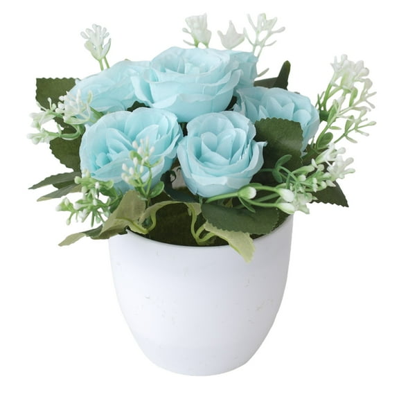 WUYVCG Artificial Flowers Artificial Flowers In Pot Decor Flower Arrangements Lifelike Plastic Rose Flowers Bouquets In Pot Table Centerpieces Holiday Dinning Coffee Room Table Kitchen Decoration