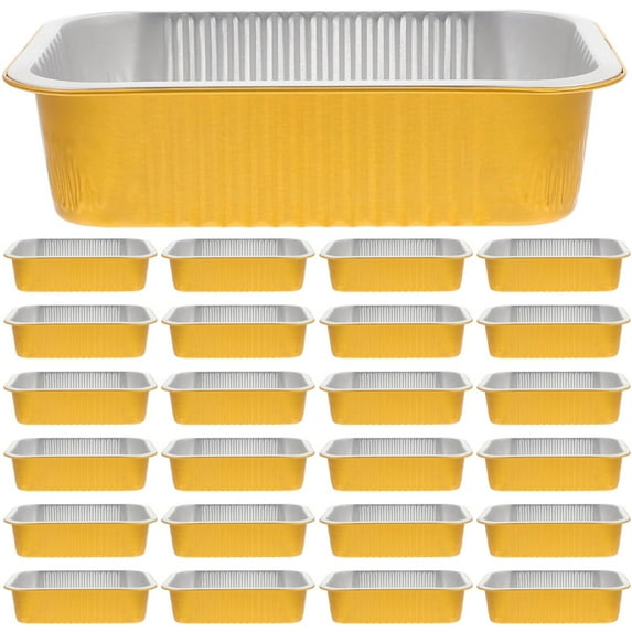WUYVCG Clearance: Save $5 Aluminum Pans 25pcs Heavy Duty Disposable Foil Pans for Baking Roasting Chafing 750ml Deep Tin Foil Bakeware Steam Table Tray Cookware Food Prepping Cake Oven Pan