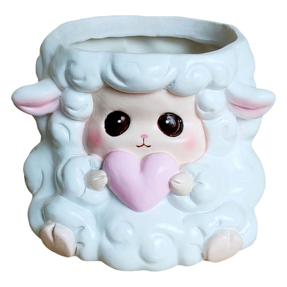 WUYVCG Under $5 Cute Sheep Ceramic Planter Animal Pot with Hole Small Plant Pot for Desktop Home Balcony Decor for Plant Lovers