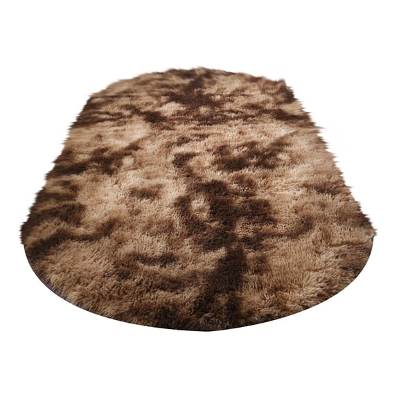 WUYVCG Under $5 Tie Dye Oval Plush Rug Long Bedroom Bedside Cloakroom Decorative Mat