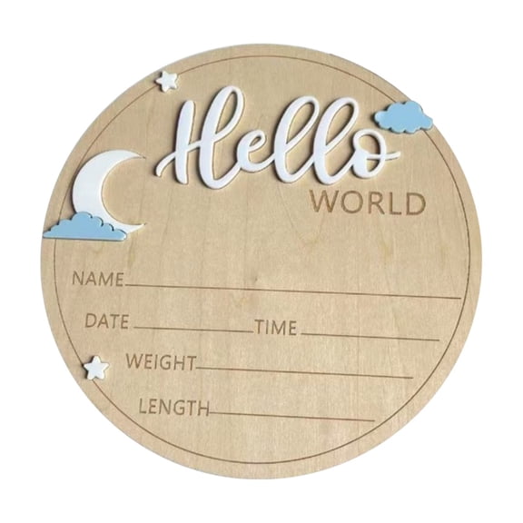 WUYVCG Under $5 " World" Wooden Birth Announcement Sign Custom Baby Name & Date Keepsake Newborn Welcome Plaque