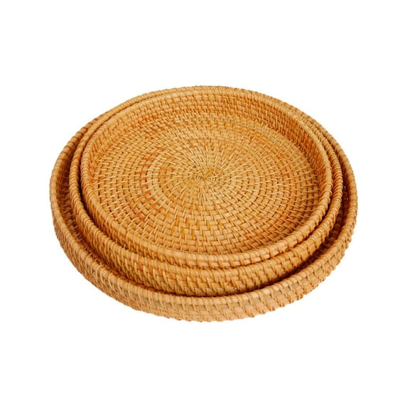 WUYVCG on Sale! Round Rattan Tray Decorative Coffee Table Tray Handwoven Ottoman Basket Wicker /bread Serving Basket Round Tray Clearance