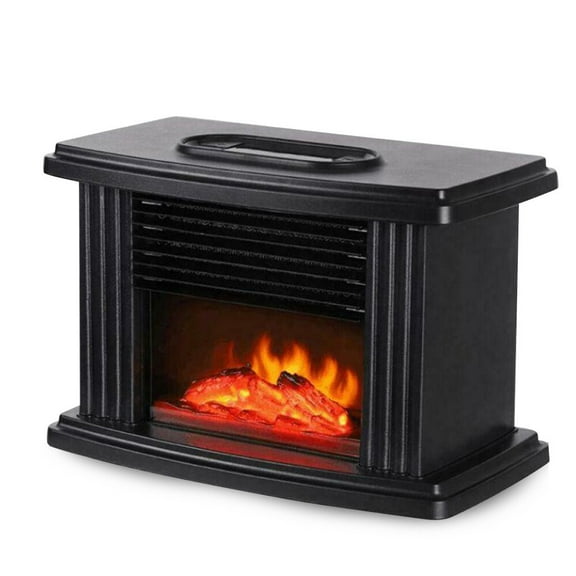WUZSTAR 1000W Mini Electric Fireplace,3D Flame Fireplace Stove Heater with Fast Heating System (Black)