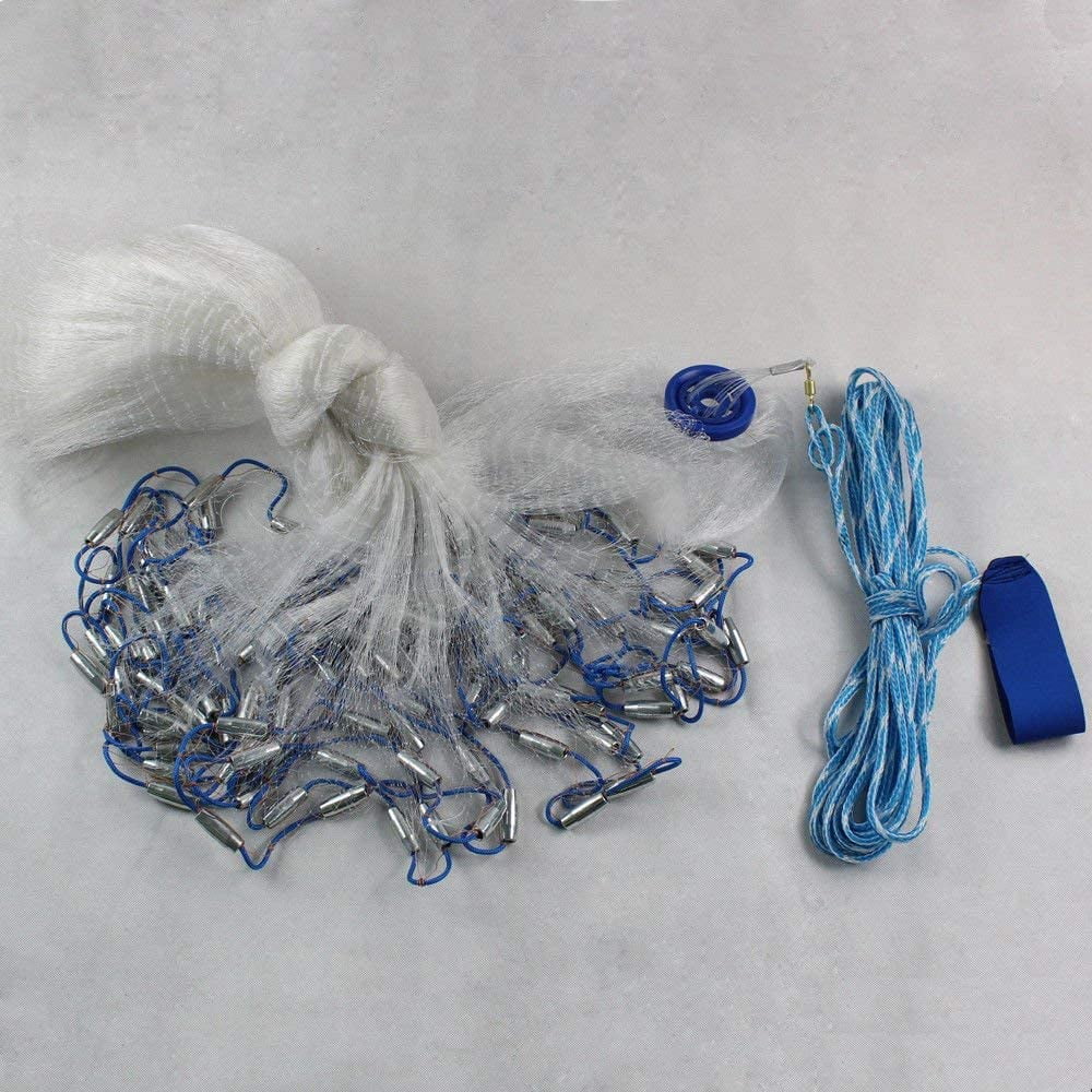 WUZSTAR 10ft/3m Durable Hand Cast Fishing Net, Dense Mesh, Quick Sinker ...
