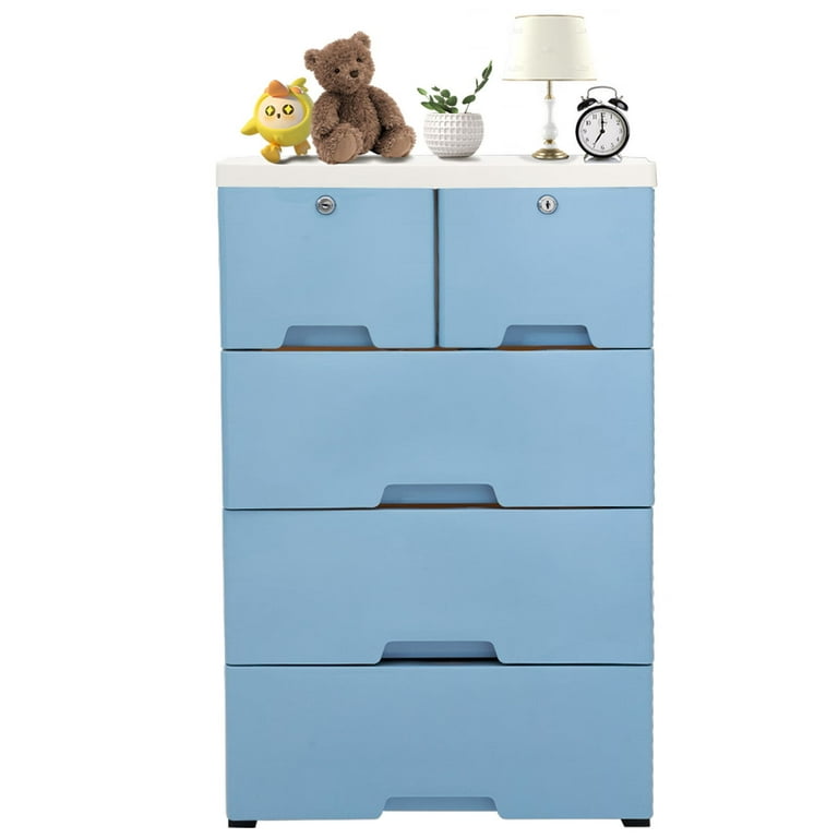 WUZSTAR 6 Drawer Plastic Storage Tower Closet Organizer with 4 rollers for  Home, Office (Blue)