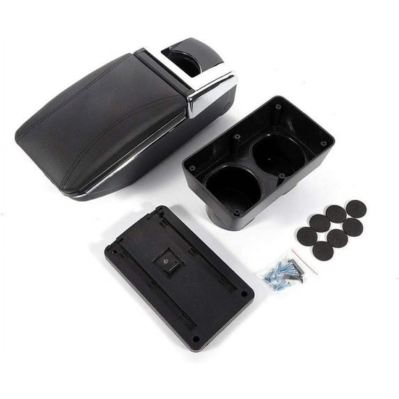 WUZSTAR Automotive Rotatable Black Armrest Console Storage Box Leather Cup Holder Storage Case