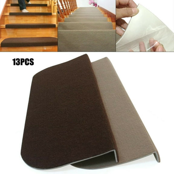WUZSTAR Indoor Stair Treads Non Slip Carpet Mat Stair Runners for Staircase Protection 9.4" x 21.6",13PCS, Dark Brown