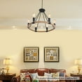 thumbnail image 1 of WUZSTAR Rustic Hemp Rope Pendant Light Industrial Round Chandelier for Living Room Bedroom Kitchen Bar,6 Light, 1 of 10