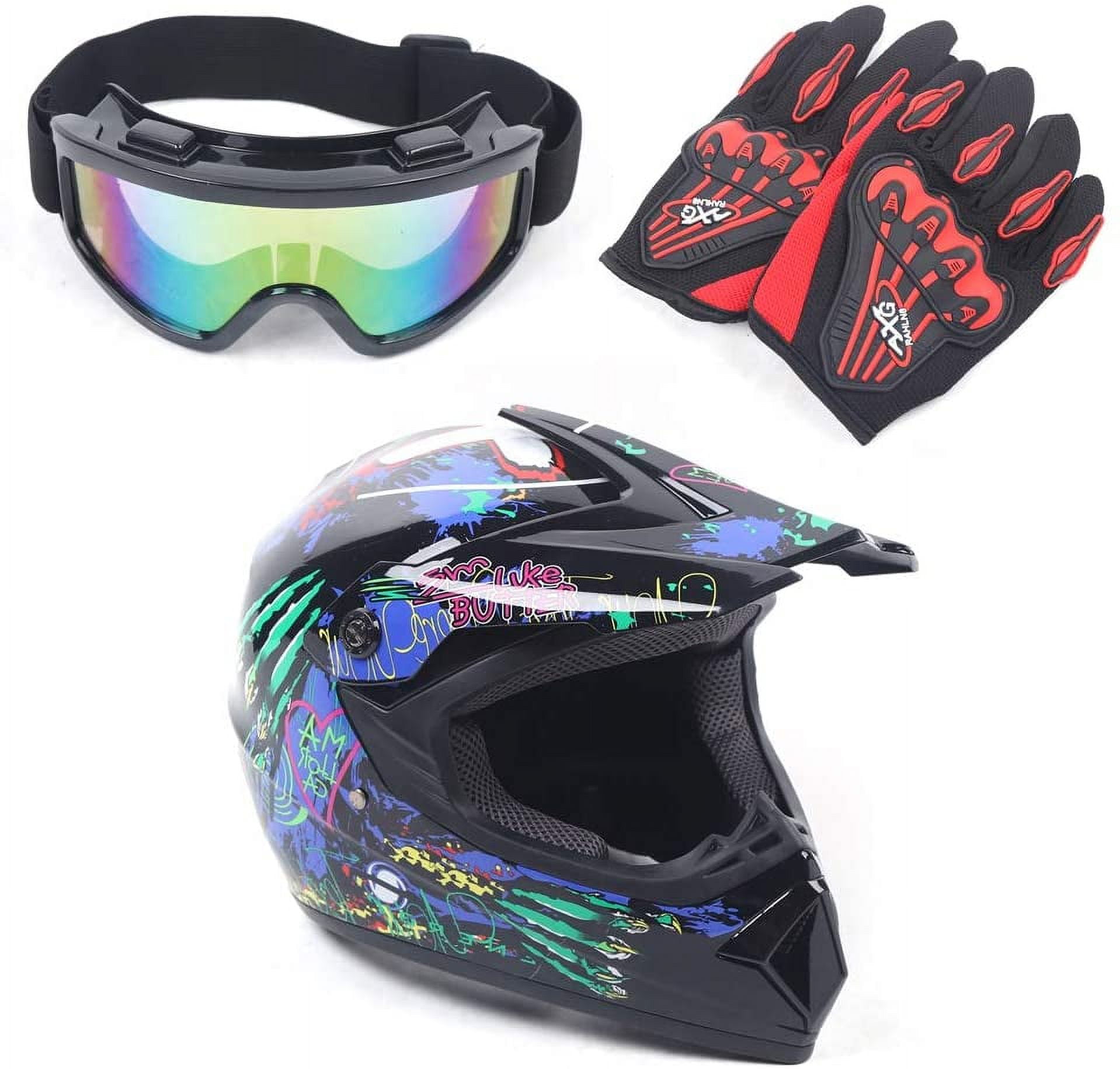 WUZSTAR Youth Adult Off Road Unisex Racing Safety Motorcycle Helmet Multi-Color Riding Helmet,M Size