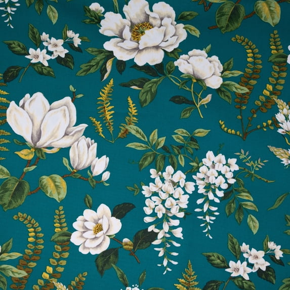 Waverly Inspirations 2 Yard Precut 100% Cotton Duck Fabric, Floral Teal, 45" Wide for Quilting & Sewing