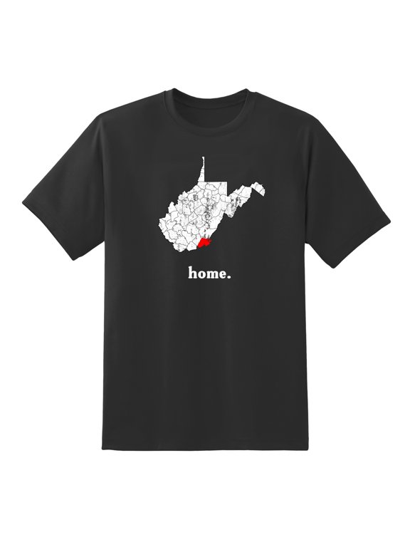 WV Map West Virginia Home State Love West Virginia Home Design Mens Graphic T Shirts for Men Women Black,XXL