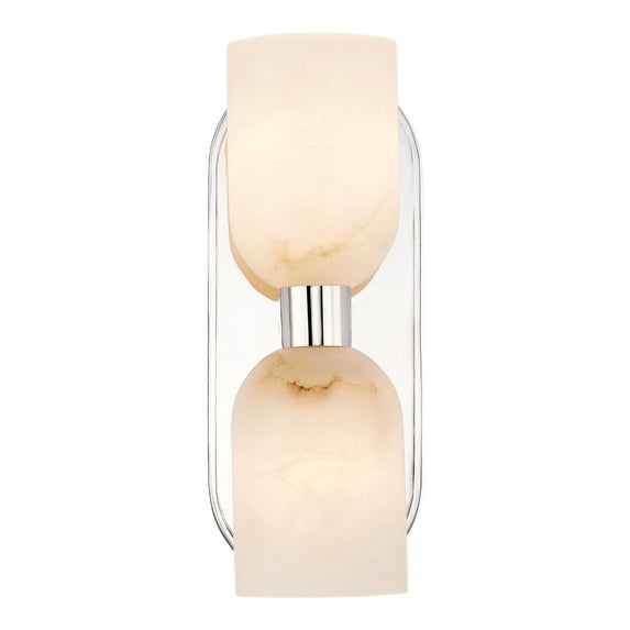 WV338902PNAR-Alora Lighting-Lucian - 2 Light Bath Vanity-11.5 Inches Tall and 3.63 Inches Wide-Polished Nickel Finish-Alabaster Glass Color