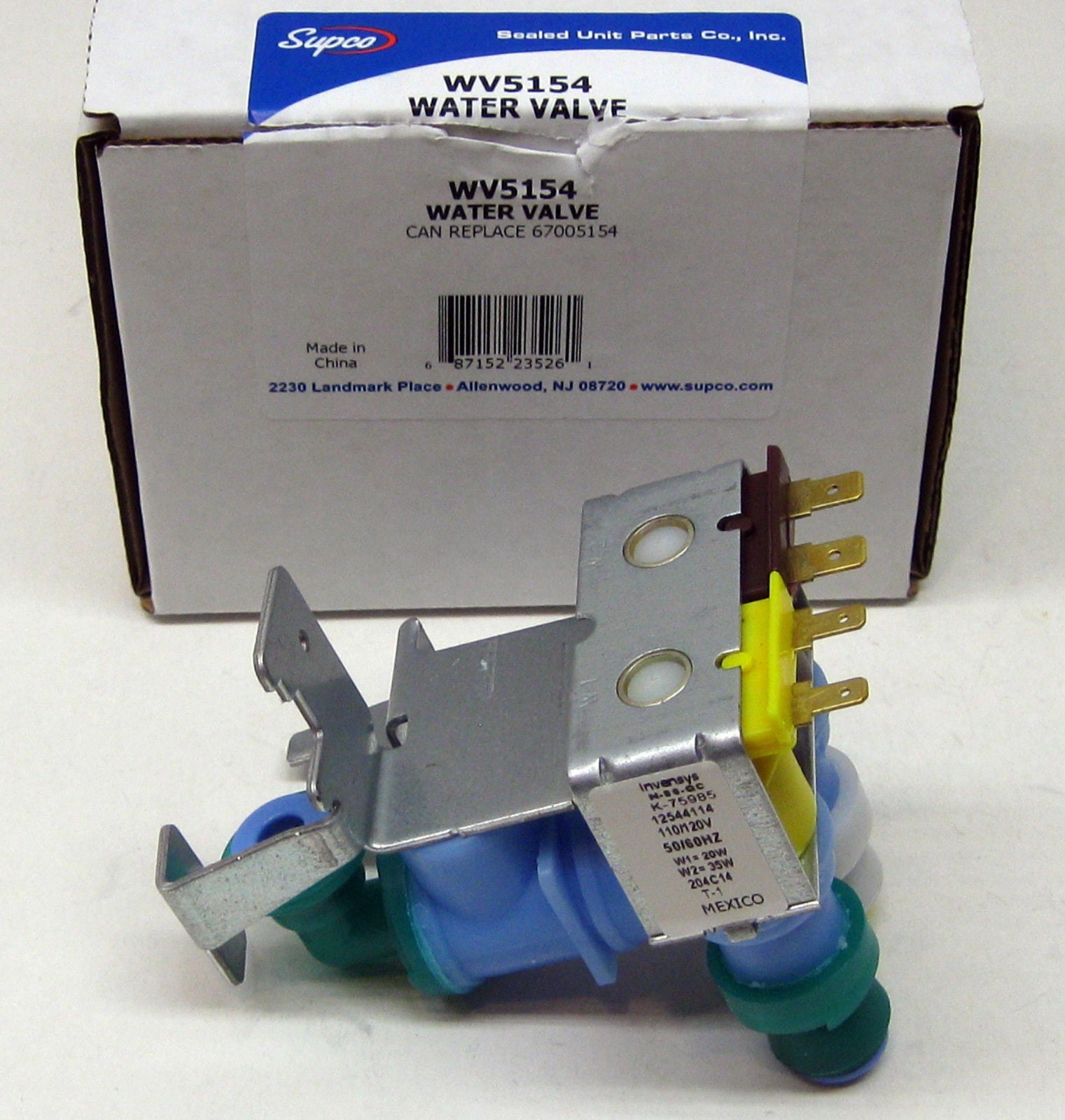 Refrigerator Water Valve Replacement (67005154) - Compatible With WP67005154, 1071263, 67003818, 8208153 | 110-120V, Robertshaw OEM