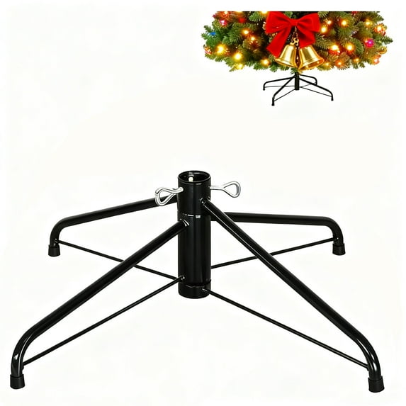 WVARK Christmas Tree Stand for Artificial Tree, Sturdy Folding Metal Base for 4 to 7.5 ft Christmas Trees, Stable Rust-Resistant, Black