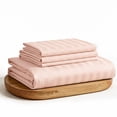 thumbnail image 1 of WVG Bamboo Sheet Set King Size, Soft Cooling Bedding Set with Embossed Stripe Design, Deep Pocket Fitted Sheet, Breathable & Smooth Bed Sheets for Hot Sleepers, 1 of 9