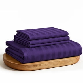 WVG Bamboo Sheet Set Queen Size, Soft Cooling Bedding Set, Embossed Stripe Design, Deep Pocket Fitted Sheet, Breathable Bamboo Bed Sheets for Hot Sleepers