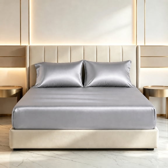 WVG Satin Queen Size Sheet Set Queen Size, Soft Bed Sheets Hair Friendly with Cooling Fitted Sheet and Pillowcases 16 Inch Deep Pocket for Bedroom, Dormitory and Hotel