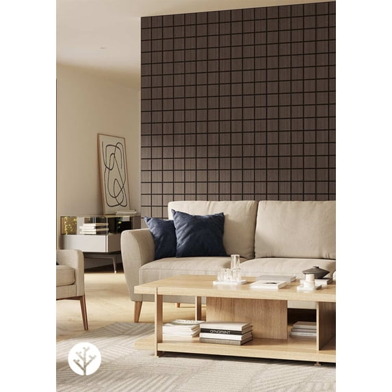 WVH Grey Oak Check Geometric Wood Veneer Acoustic Felt Backing Wall ...