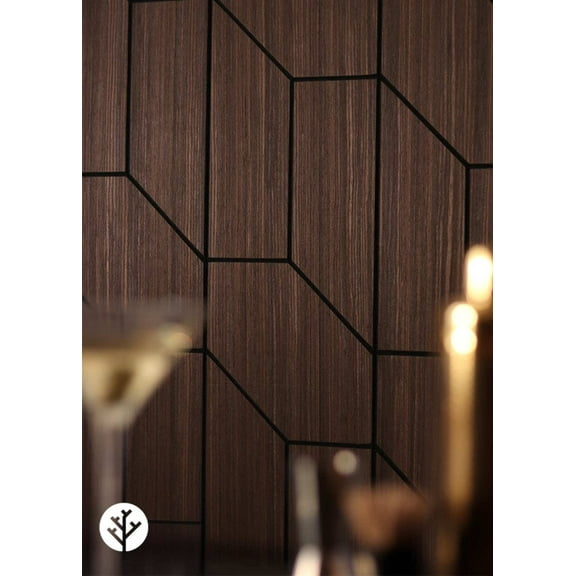 WVH Oak Trapeze Geometric Wood Veneer Acoustic Felt Backing Wall & Ceiling Panels | 4 Pack (Each Tile 47.24" x 11.81) | Decorative Sound-Absorbing Solution for Homes, Offices, and Studios