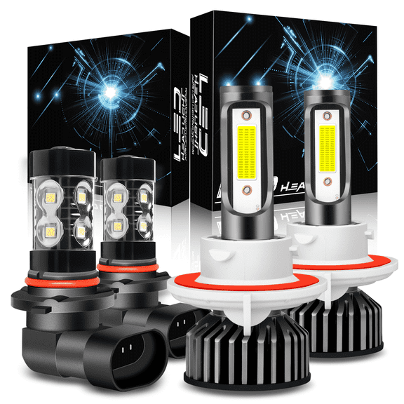 WVKVII Fit for Ford F-150 2004-2014 4x 9008/H13 LED Headlight Bulbs 9145 Fog Light Beam White