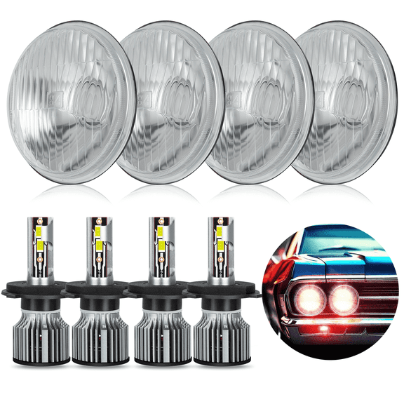 WVKVII For Chevy Corvette Chevelle Impala El Camino 5.75" 5-3/4"LED Headlights Hi/Lo Beam White 4pcs