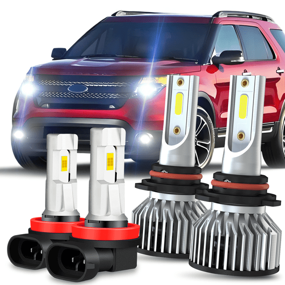 WVKVII For Explorer 2011-2015 High Low Beam Fog Lights Bulbs Combo, Super Bright High beam Low Beam Bulbs for 2011 2012 2013 2014 2015 Ford Explorer