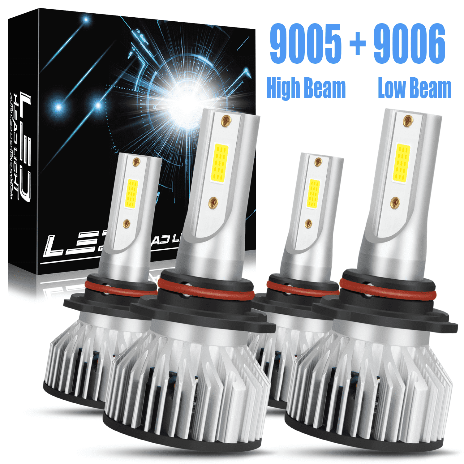 WVKVII For Honda Civic 2004-2013 9005 9006 LED Headlight Bulbs High Low Beam Lamp Cool White 36W 6000K Combo 7200LM 4Pcs