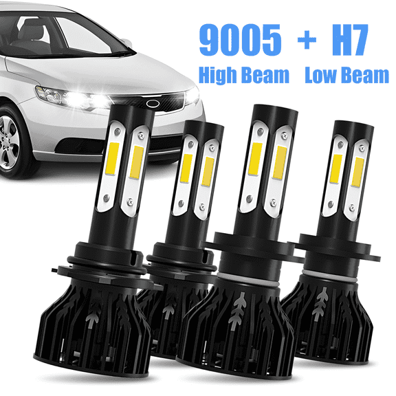 WVKVII For Kia Forte 2017-2018 9005 H7 LED Headlight Bulbs Combo 6000K Super Bright White Kit 40W