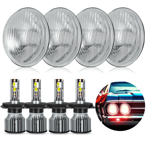 WVKVII For Oldsmobile Delta 88 1965-1975 5.75" 5-3/4"LED Headlights Hi/Lo Beam White 4pcs