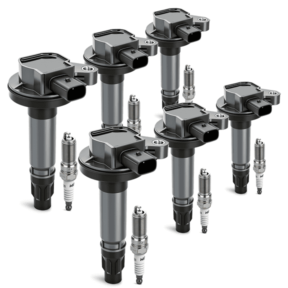 WVKVII Ignition Coil Coils & Iridium Spark Plugs fit for Lincoln Edge Flex F150 Explorer Fusion Taurus MKS MKX MKZ CX-9 3.5L 3.7L V6 2007-2017 UF553 6 Ignition Coils for 6 Iridium Spark Plugs