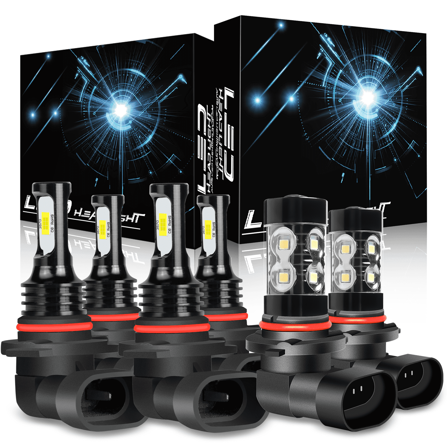 Complete LED Headlight & Fog Light Kit For 2010 Dodge Charger - 6 Bulbs, 6000K White 6000K White LED Headlights Complete LED Headlight & Fog Light Kit For 2010 Dodge Charger - 6 Bulbs, 6000K White 6000K White LED Headlights