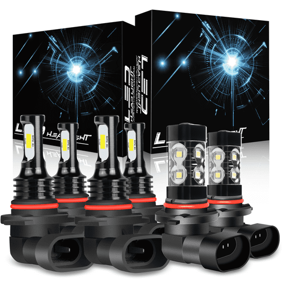 WVKVII LED Headlight Bulbs for Jeep Grand Cherokee 1999-2010 High Low Beam Fog Light Kit Replace Lamp 6pcs