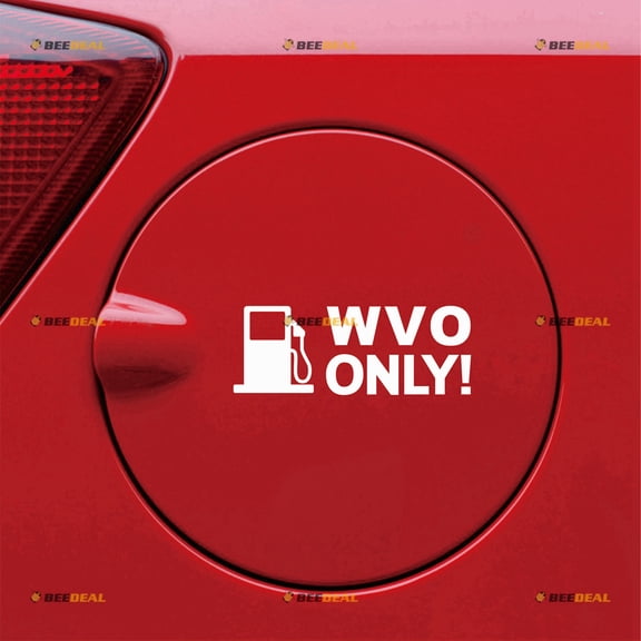 WVO Only Fuel Door Cover Cap Gas Tank Sticker Decal Vinyl - 2 Pack White 4" - For Car Truck Fuel Door Cap No Background Die-cut