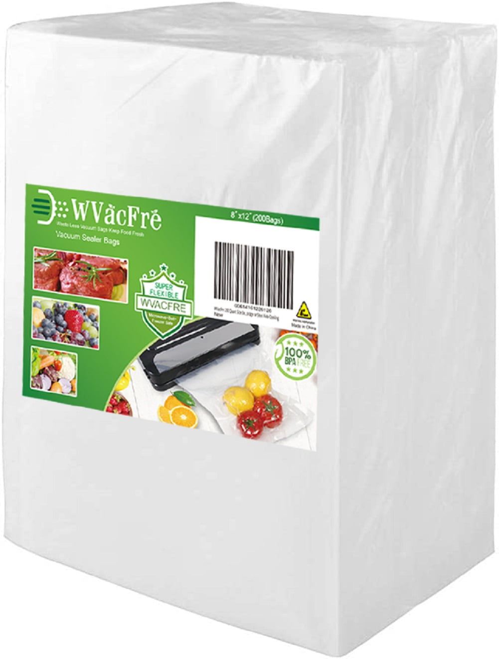 WVacFre 200 Quart 8 x 12 inch Vacuum Sealer Bags Vacuum Cleaners Seal