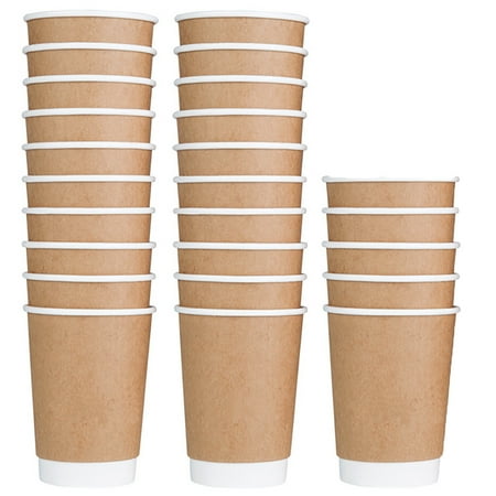 WVacFre 25 Count 12oz Disposable Paper Coffee Cups Double Layer Heat Insulation,Anti Slip,Leakage Prevention