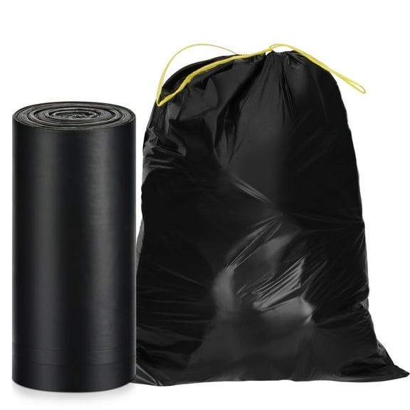 WVacFre 33Gallon Size 30 Counts Black Garbage Bags Large Capacity Kitchen Drawstring Trash Bags