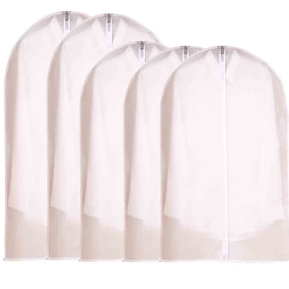 WVacFre 5PCS Unisex Garment Bags for Hanging Clothes, Central Zipper Style Clothing Dust Cover, Universal Single Outfit Clothing Dustproof Bag，Peva Material，3Pcs 24 x 40 and 2Pcs 24x47 inch